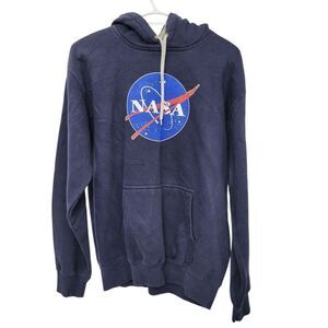 2/$20 Navy Blue NASA Graphic Hoodies Top Size: Small